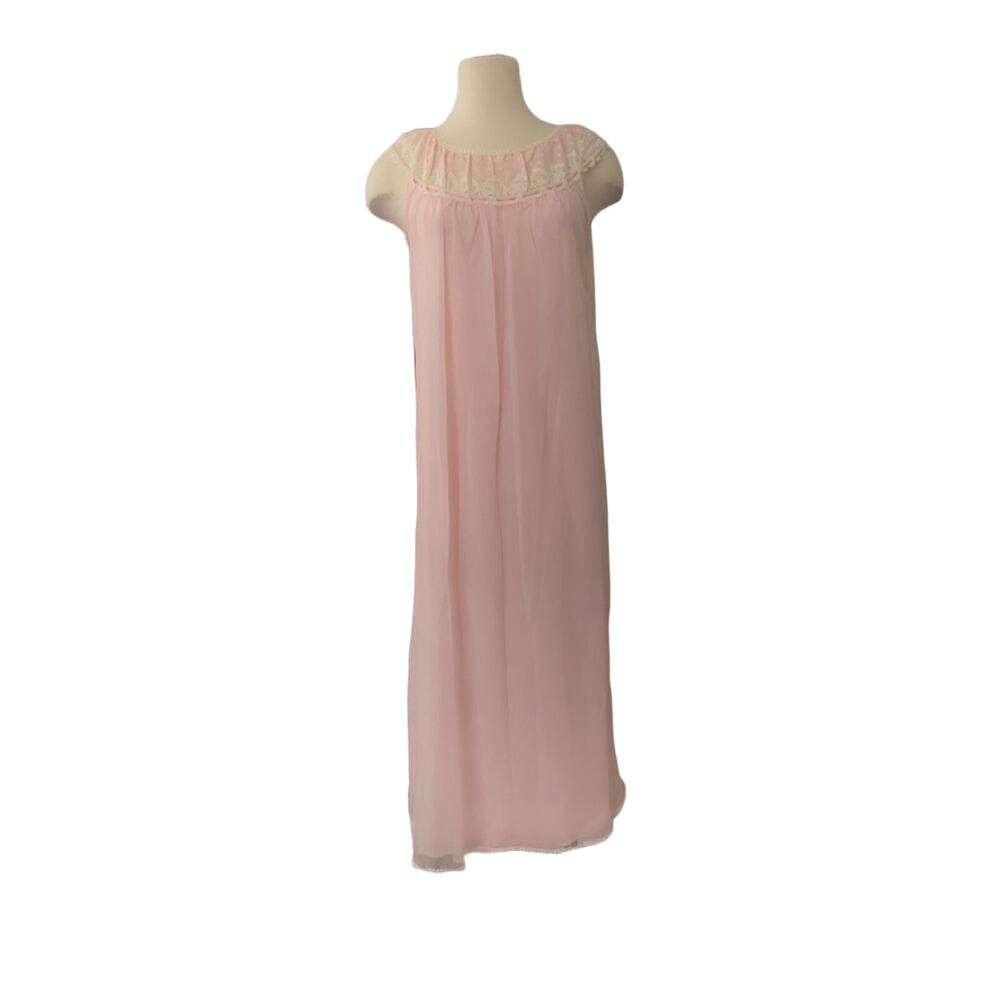 Vintage French Maid Lingerie Company Maxi Nightgown Pink Small